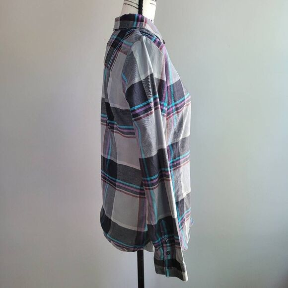 Kuhl women flannel grey button front collared gorpcore hiking country grunge - Picture 2 of 16